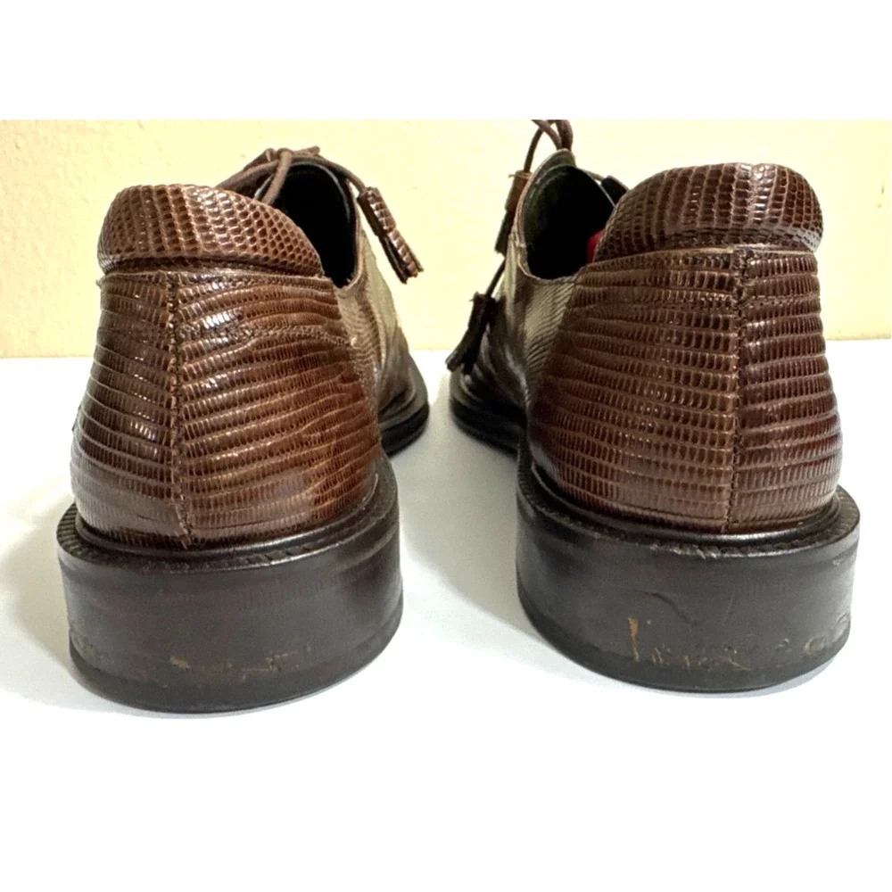 EUC Mezlan Platinum Genuine Lizard Brown Square Toe Dress Shoe-‎ Size 10M